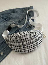 Plaid Wide Strap Crossbody Bag Black One Size OutfitFlow